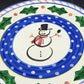 Round Serving Platter Present Tense Italy Hand Painted Snowman Christmas 14"