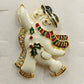 SFJ Gold Tone Enamel Ice Skating Dancing Snowman with Rhinestone Pair Brooch