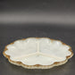 Anchor Hocking Milk Glass Divided Relish Dish with Gold Rim 10 Inch Vintage