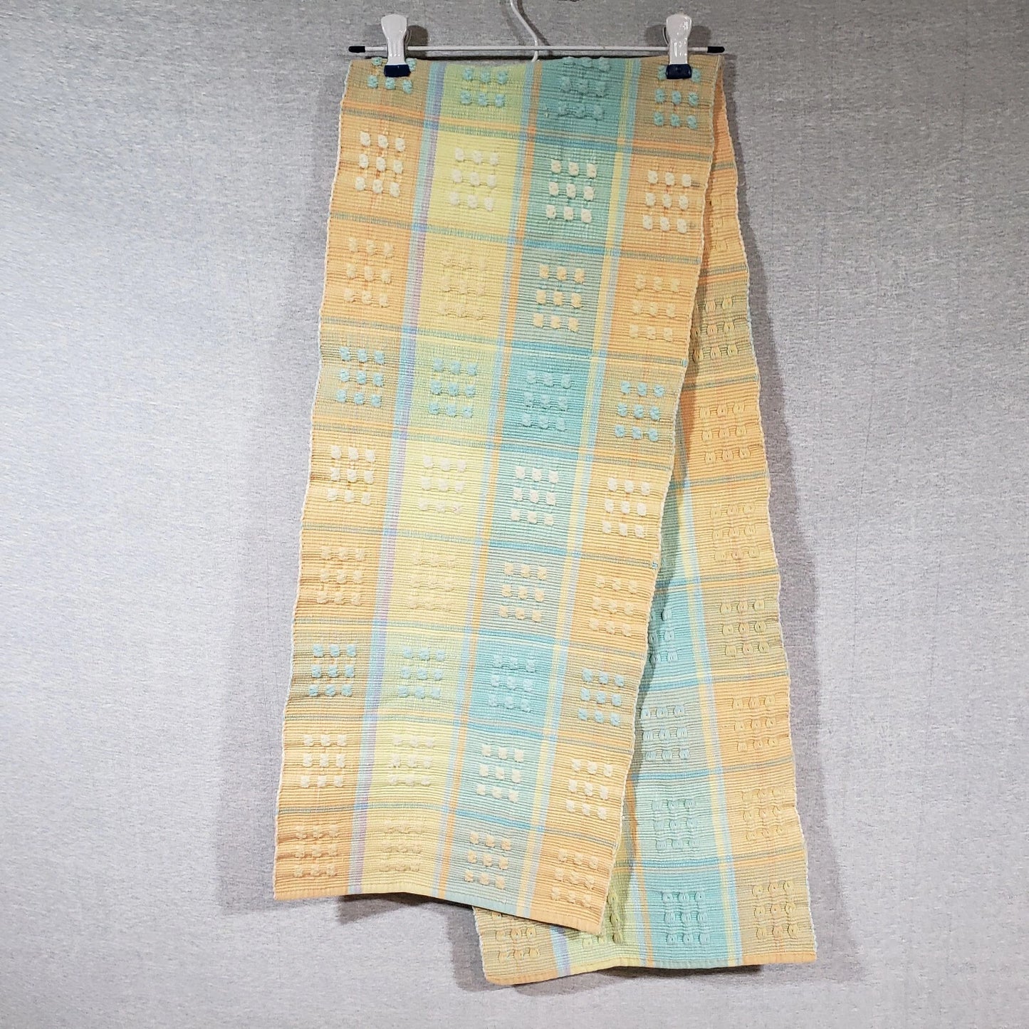 Spring Plaid Table Runner 13”x62” Cotton Hemmed Ends Woven Sides Farmhouse Decor