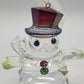 Snowman Christmas Ornament 4" Acrylic Clear Faceted w Red Top Hat & Rhinestones
