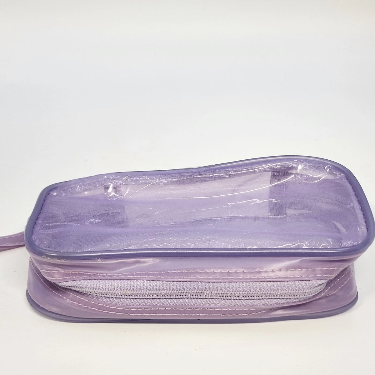 Purple Clear Vinyl Cosmetic Makeup Bag Zip Travel Toiletry Case 6.5" China