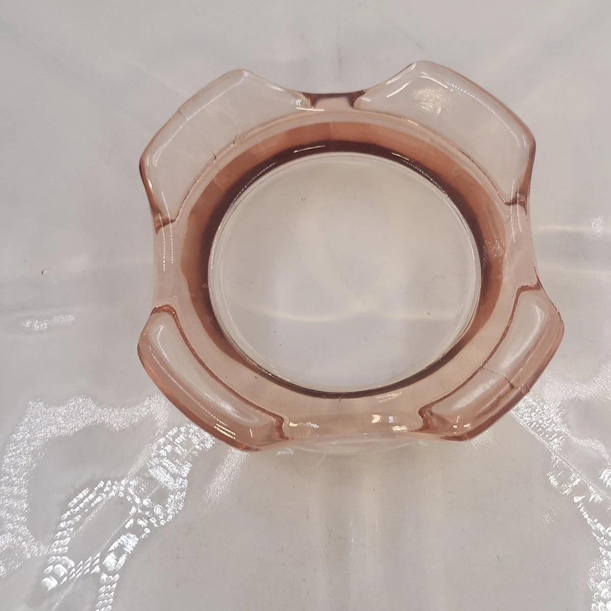 Tiffin Rambler Rose Pink Depression Glass 10" Octagon Underplate Gold Trim 1930s