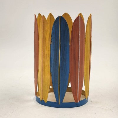 Pink Zebra Surfboard Candle Accent Shade Metal 4.25"d Beach Summer Home Decor