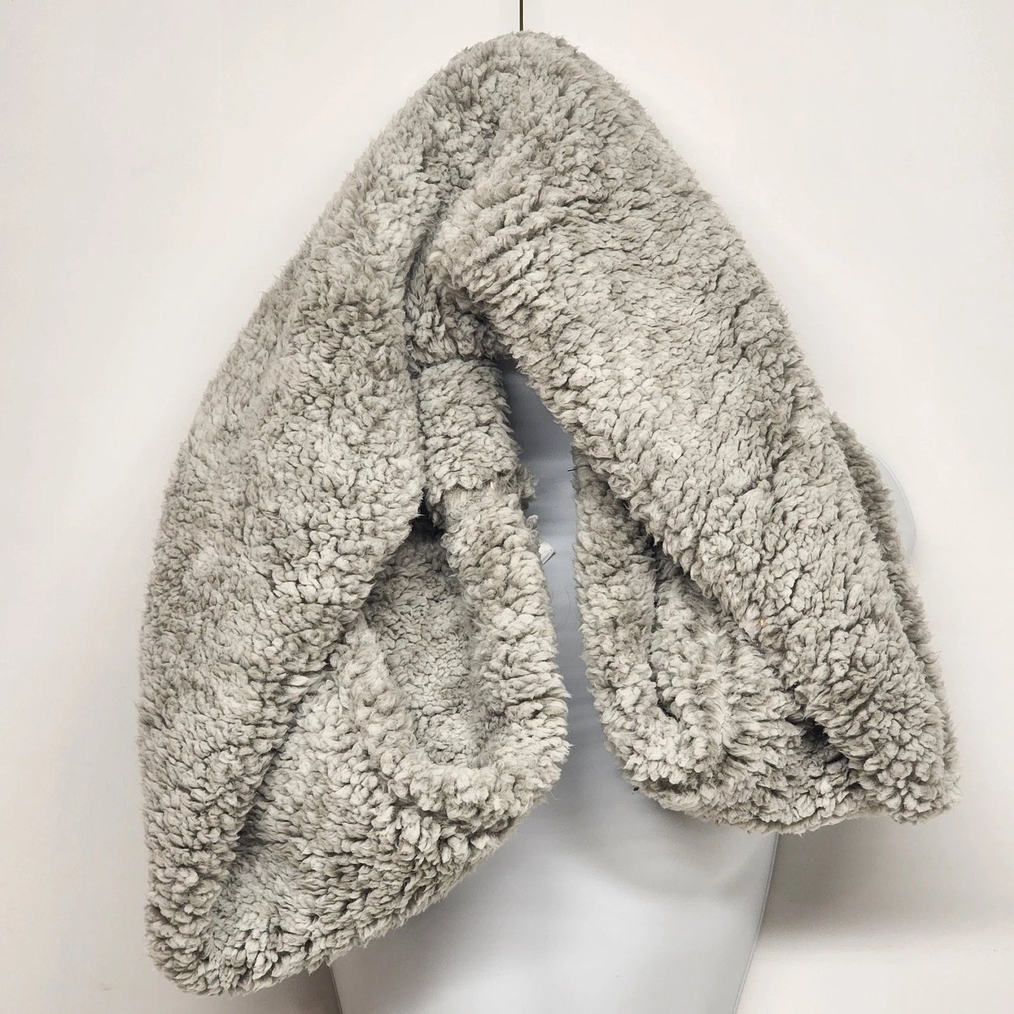 Sherpa Infinity Scarf Gray Plush Winter Neck Cowl 33"x8" Faux Fur Warm Loop Wrap