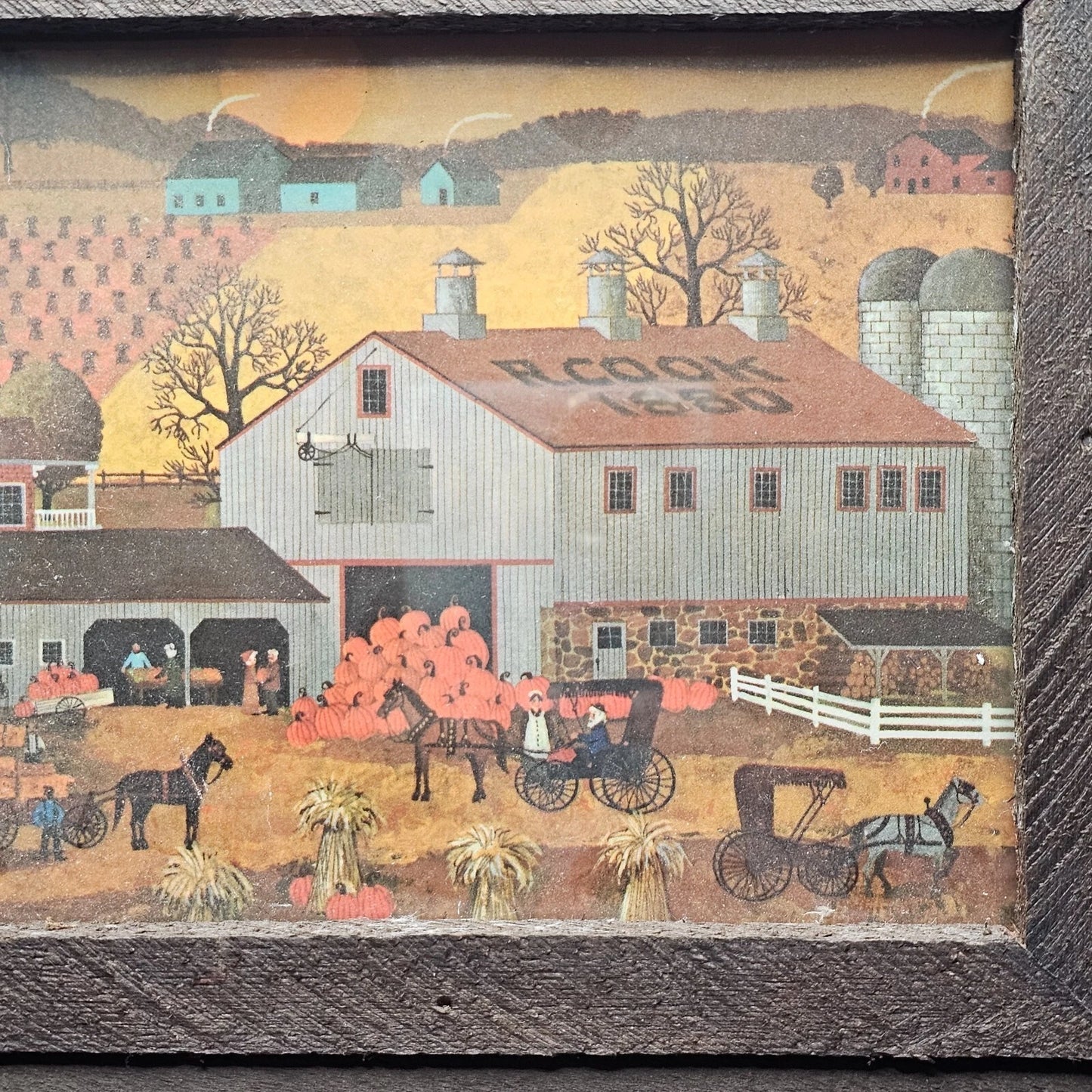 Amish Life Working Farm R Cook Framed Print Pumpkin Harvest Buggy Rustic Fall