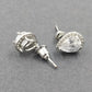 Silver Tone Faceted Teardrop Cut Halo Stud Earrings Clear Rhinestone Post Back