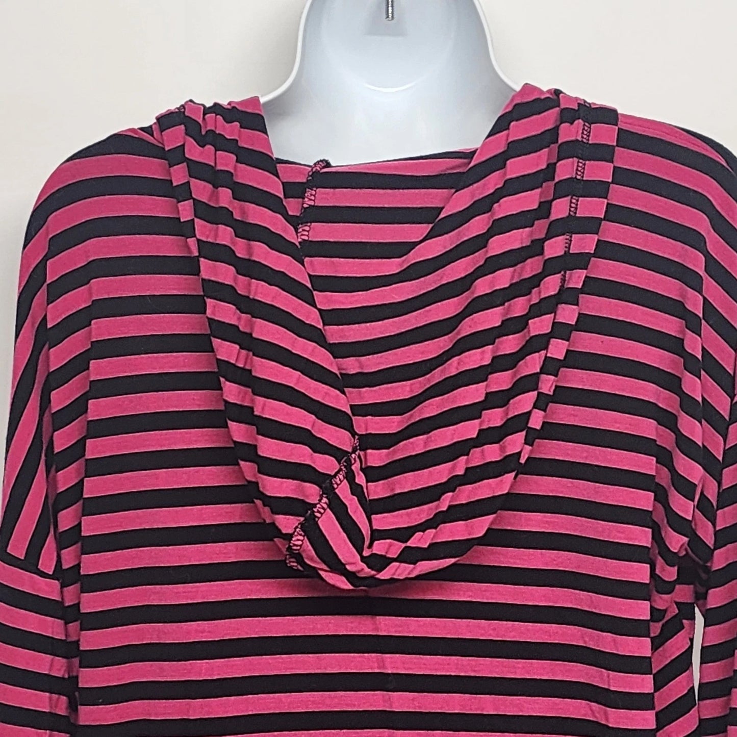 Live 2 Lounge XL Striped Hoodie Tunic Purple Black Knit