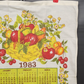 1983 Linen Kitchen Towel Calendar Fruit Basket and Border Vintage 24" L x 16" W