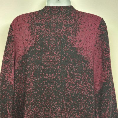Kasper Women's Long Sleeve Cardigan Wine Purple Black Sweater Open Front Medium