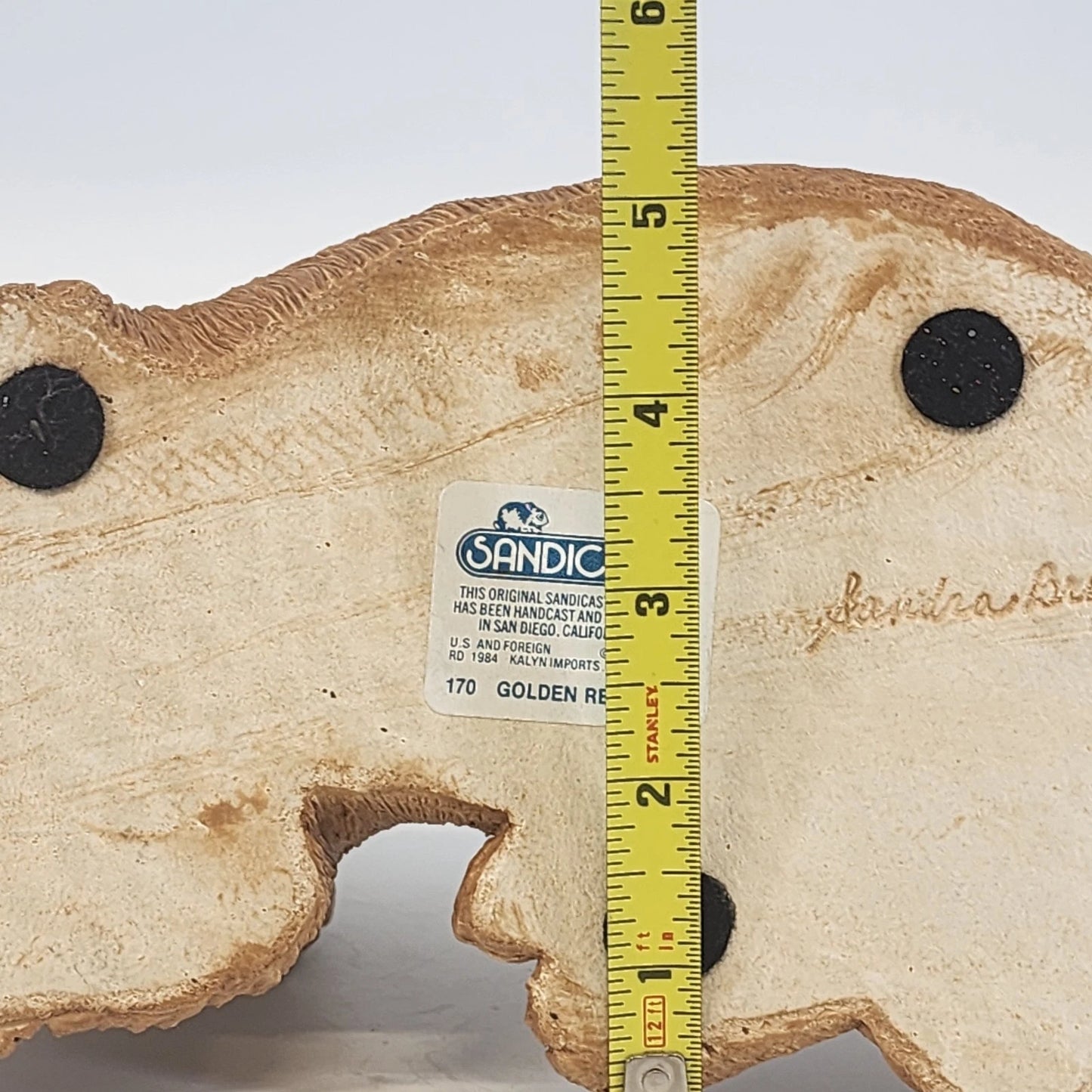 Sandicast Golden Retriever Sculpture Sandra Brue Hand Painted Figure 10.5" 1983