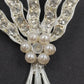 Silver Tone Floral Spray Brooch Rhinestone Faux Pearl Vintage Missing Pearl