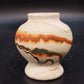 Nemadji Indian Pottery Pedestal Vase Brown Black Marbled Swirl 3.75" Vintage USA