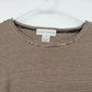 Evan-Picone Women's Long Sleeve Striped Knit Top Brown Black Crew Neck Small