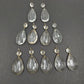 11 Almond Teardrop Crystal 2" Prisms w Octagon Faceted Beads Vintage Lamp Parts