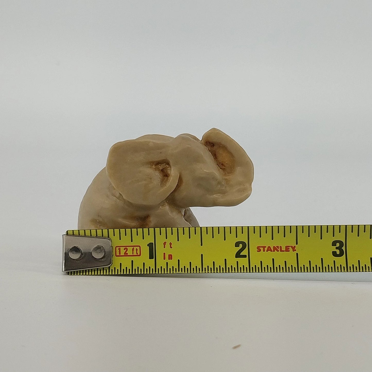 Hecho En Mexico Alabaster Elephant Figurine Stone Carving 2" Gray