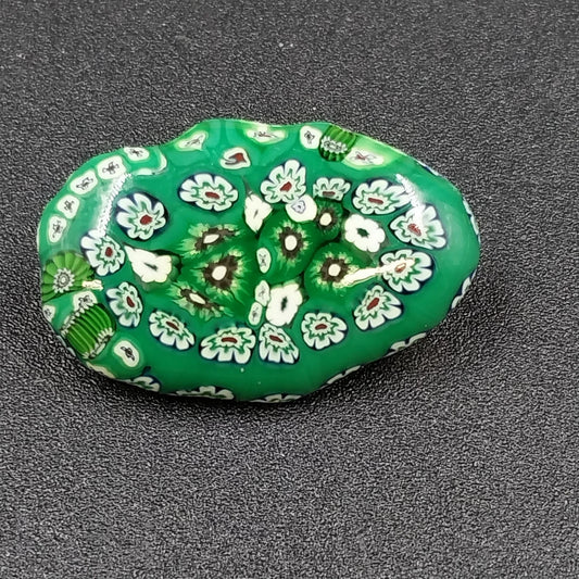 Murano Glass Style Floral Brooch Turquoise Oval Pin Brooch Multicolor Flower