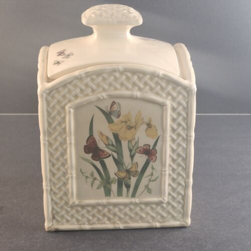 Enesco Butterfly Garden Trellis Medium Canister/Storage Container Vintage Japan