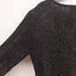 Claudia Richard Women's Black Silver Stud Glitter Top Large V-Neck Long Sleeve