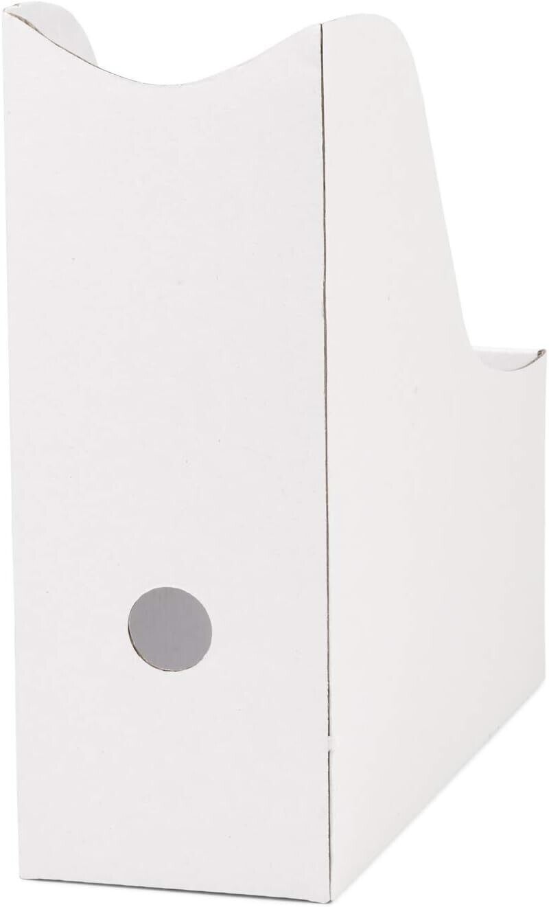 12 Pack White Cardboard Magazine Holders by Blue Summit Supplies 3¾" x 10" x 10"