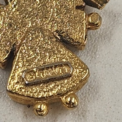 Jewelry Lot 2 pc Brooch Gold Tone Angel Lapel Pin & Rhinestone Angel Pendant
