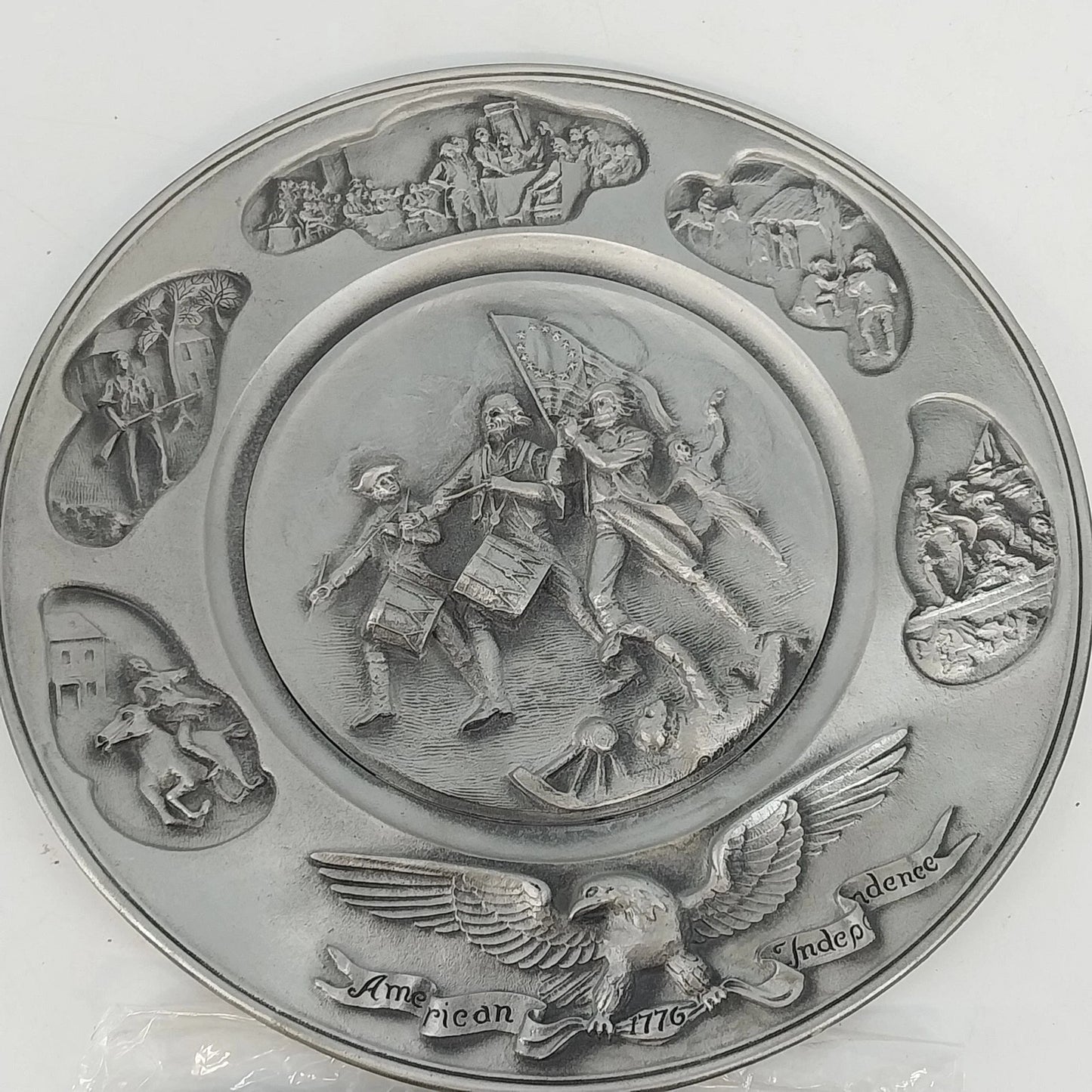 Hudson Pewter Spirit of ’76 Bicentennial Pewter Plate 9" Independence Day 1776