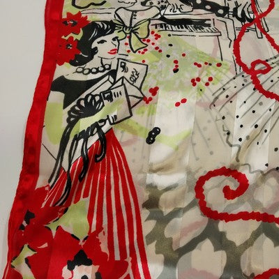 Holiday Scarf 20"x68" Red Black White Gray Women Decorating Christmas Tree Scene
