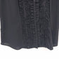 Fred David Black Ruffle Sleeveless Blouse Button Front Womens Petite Large PL