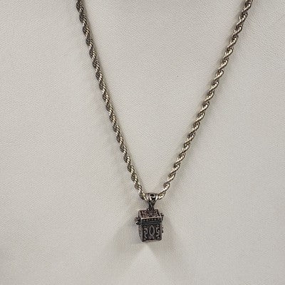 Silver Tone Rope Chain with Prayer Box Cross Design Charm Pendant 12" Necklace