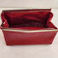 Red Vinyl Make-Up Case 1970s Cosmetiques Zip-Top Triangle Vintage Mirror Travel