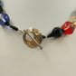Multicolor Large Glass Beaded Necklace Clear Chunky Beads 9.5" Toggle Clasp