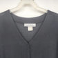 Lloyd Williams Black Button Front Blouse Women's Medium V Neck Short Sleeve Top