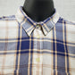 Joe Fresh Women Plaid Shirt Top Blue/Tan Button Down Long Sleeve Large Pockets