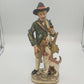 ARDCO Hunter Man & Wood Gatherer Woman Figurines Pair w Dogs 15" Japan Vintage