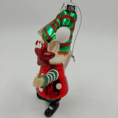 Christmas Pixie Elf Glass Ornament by Living Quarters 5.5" x 4" Holiday Decor
