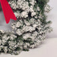 Christmas Wreath 22" Green White Snow Flocked Bow LED Lights Battery Operated