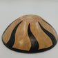Hand Carved Wooden Bowl 9.25" African Zebra Animal Print Black Tan Varnished Vtg