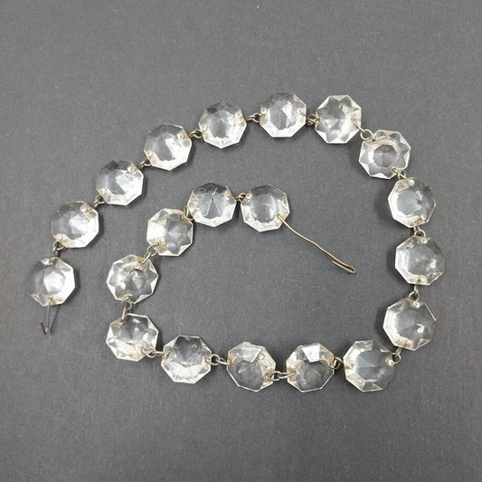 20 Pc Octagon Crystal Prism Chain Beads Glass Chandelier Candelabra Pendant 18"