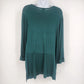 Charming Charlie Women's Teal Green V Neck Tunic Long Sleeve Top Large Roll Cuff