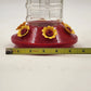 Clear Glass Panel Hummingbird Feeder Red Base 6 Yellow Flower Ports Gravity Feed