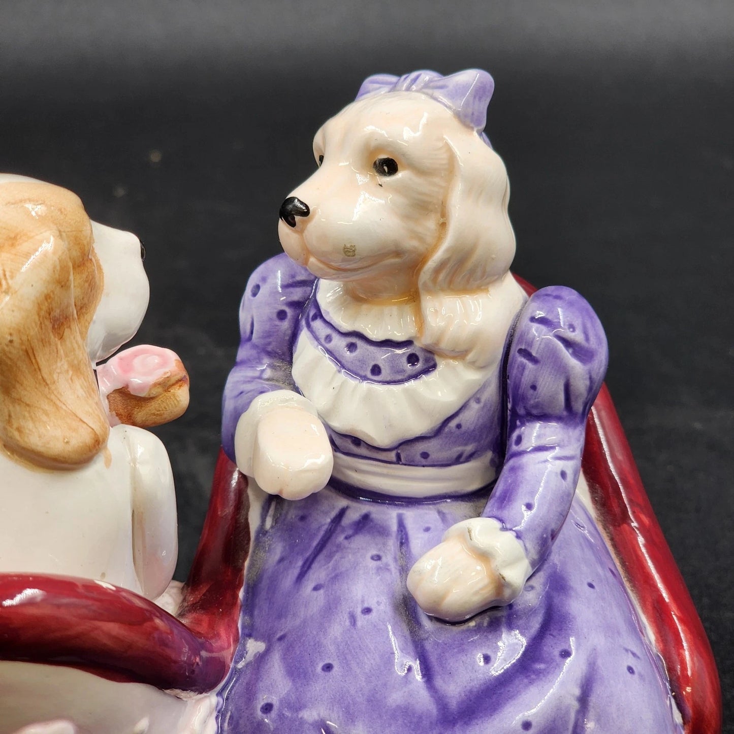 Applause Music Box Dogs Victorian Love Seat Plays My Funny Valentine Formal Vtg