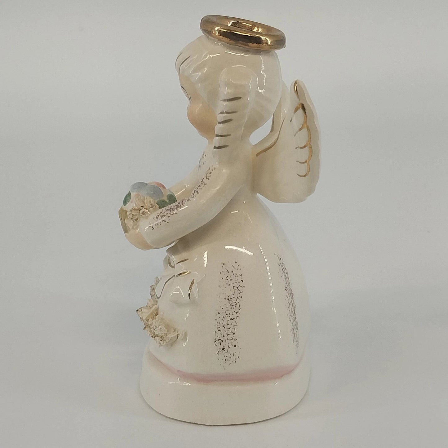 Napco April Angel A1364 Easter Bunny Egg Basket Figurine 4" Japan Vintage