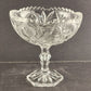 Crystal Cut Glass Pedestal Compote Rose Pattern Scalloped 6 Side Base 6.5" EUC