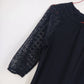 Talbots Petite Navy Blue Lace Sleeve Blouse Women MP 3/4 Sleeve Crochet Knit Top