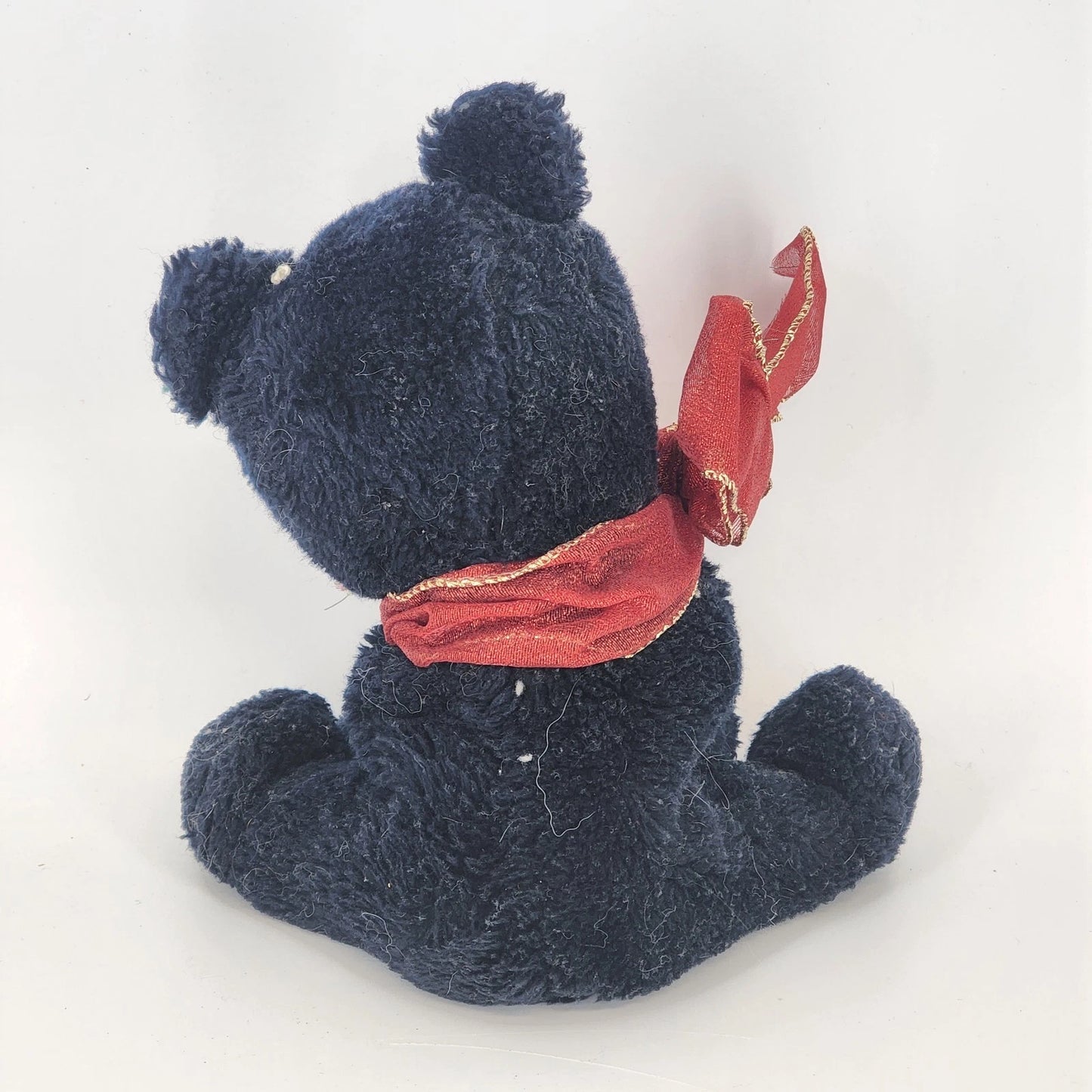 Dakin Black Bear Plush Toy w Red Ribbon Stuffed Animal Classic Vtg Collectible