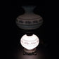 White Blue Floral Milk Glass Hurricane Lamp 22.5" 3-Way Light & Night Light Vtg