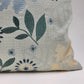Decorative Down Throw Pillow 20"x20" Blues Embroidered Floral Leaf Cotton Canvas