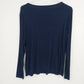 Premise Navy Long Sleeve Top Gold-Tone Stud Shoulder Women's L Vietnam