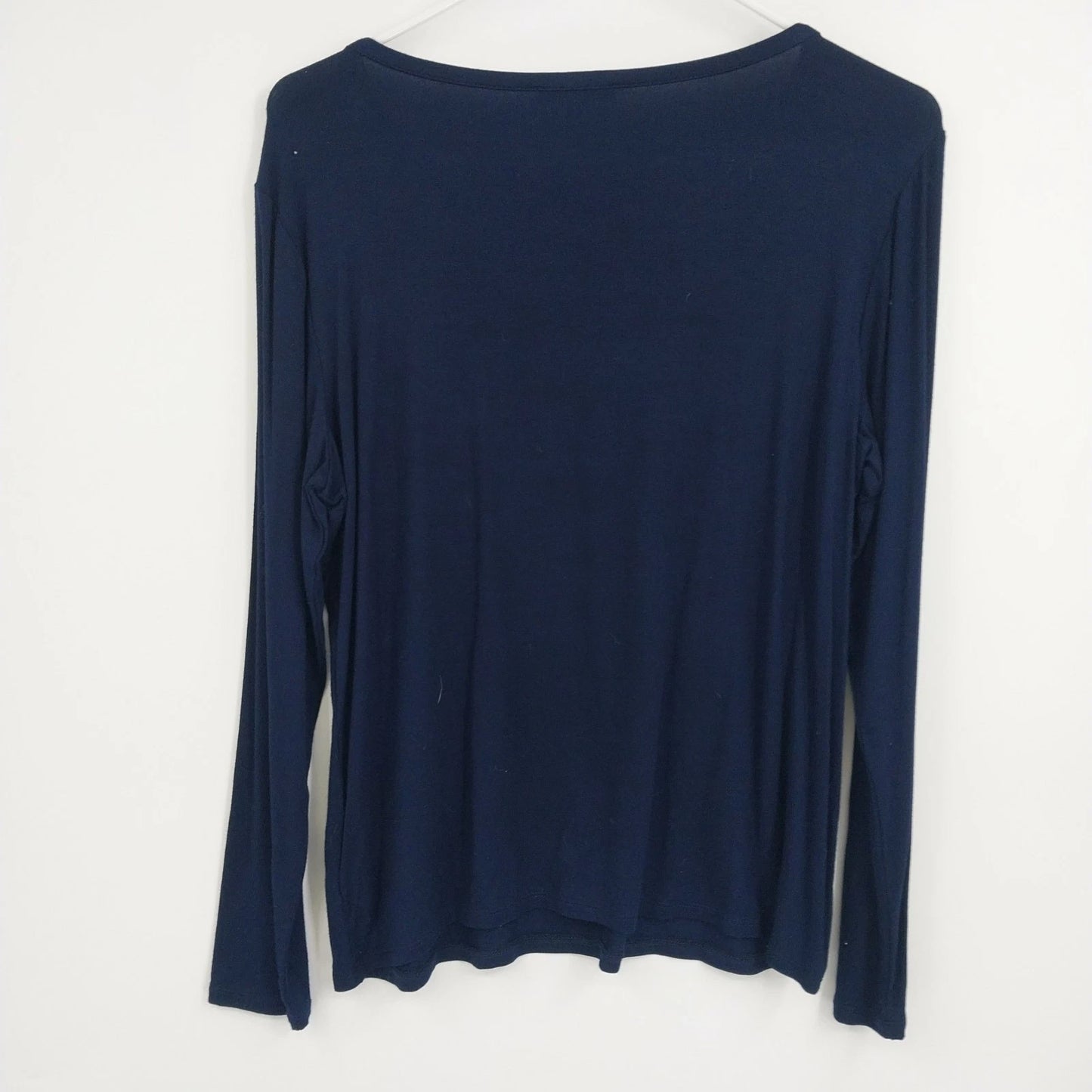 Premise Navy Long Sleeve Top Gold-Tone Stud Shoulder Women's L Vietnam