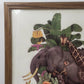 African Safari Animal Needlework Framed Under Glass Elephant Giraffe 18x18"